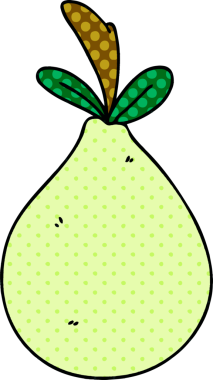 Bir insan tarafından çizilmiş çizgi roman tarzı tuhaf bir armut.