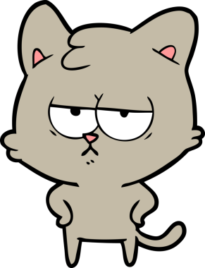 Bir insan tarafından çizilmiş sıkıcı çizgi film kedisi.