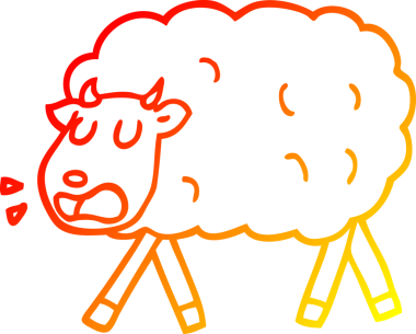 Bir insan tarafından çizilmiş bir koyunun sıcak çizgi çizimi