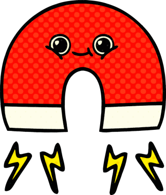 bir insan tarafından çizilmiş bir mıknatısın çizgi roman tarzı