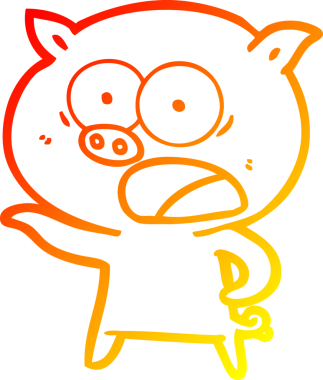 Bir insan tarafından çizilmiş bağıran çizgi film domuzu çizimi.