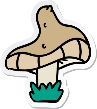 Bir insan tarafından çizilmiş tek bir mantarın el çizimi karikatürü.