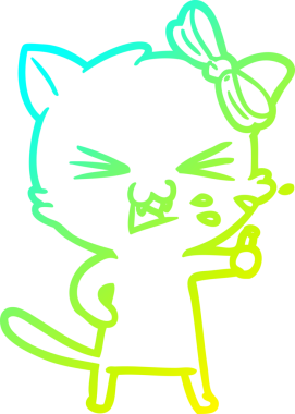 Bir insan tarafından çizilen çizgi film kedisinin soğuk gradyan çizgisi.