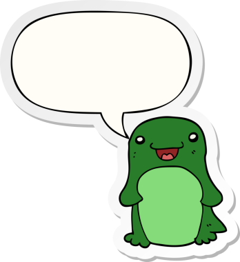 Bir insan tarafından çizilmiş konuşma balonu çıkartmalı penguen çizgi filmi.