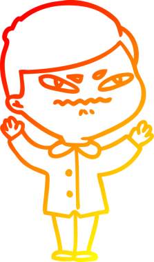 Bir insan tarafından çizilmiş kızgın bir adamın sıcak çizgi çizimi.