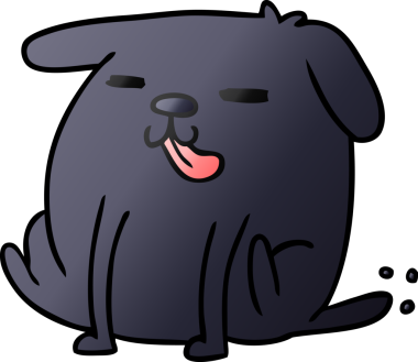 bir insan tarafından çizilmiş sevimli bir köpeğin gradyan çizimi kawaii