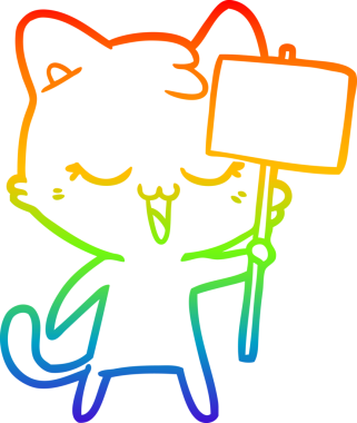 gökkuşağı gradyan çizimi mutlu çizgi film kedisi bir insan tarafından çizildi