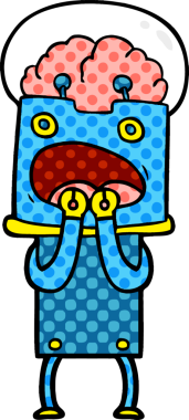 Bir insan tarafından çizilmiş çizgi film robotu