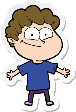 Bir insan tarafından çizilmiş mutlu bir adamın çıkartması.