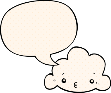 Bir insan tarafından çizilmiş çizgi roman tarzında konuşma baloncuğu olan şirin bir çizgi film bulutu.