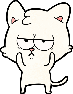 Bir insan tarafından çizilmiş sıkıcı çizgi film kedisi.