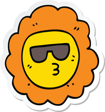 Bir insan tarafından çizilmiş bir ayçiçeğinin çıkartması.