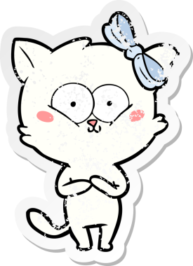 Bir insan tarafından çizilmiş karikatür bir kedinin sıkıntılı çıkartması.