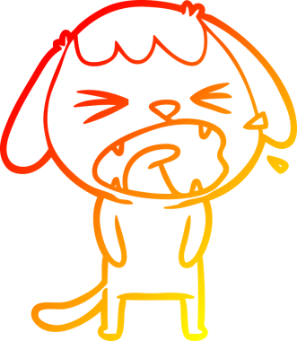 Bir insan tarafından çizilmiş sevimli bir köpeğin sıcak çizgi çizgisi.