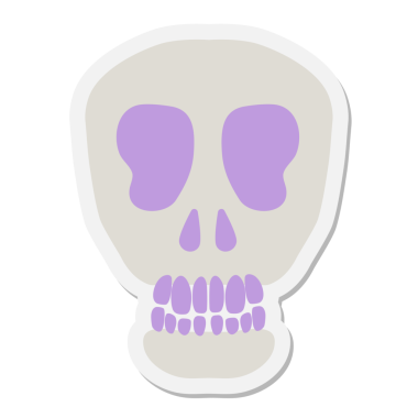 Bir insan tarafından çizilmiş ürkütücü kafatası etiketi.