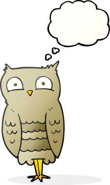 Bir insan tarafından çizilmiş serbest çizim baloncuk baykuş.