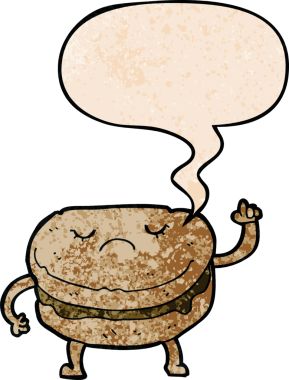 bir insan tarafından çizilmiş eski moda konuşma baloncuklu çizgi film bisküvisi