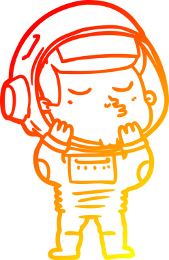 Bir insan tarafından çizilmiş kendinden emin bir astronotun sıcak çizgi çizimi