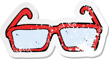 Bir insan tarafından çizilmiş karikatür gözlüğünün gerilimli yapıştırması.