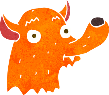 Bir insan tarafından çizilmiş mutlu tilki çizgi filmi.