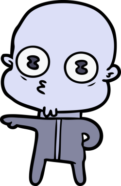 Bir insan tarafından çizilmiş garip kel uzay adamı çizgi filmi.