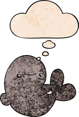 Bir insan tarafından çizilmiş grunge desenli düşünce balinası.