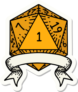 Bir insan tarafından çizilmiş doğal bir d20 zar etiketi.