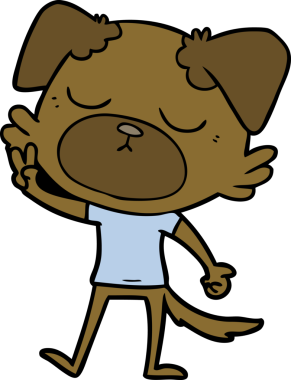 Bir insan tarafından çizilmiş şirin bir çizgi film köpeği.