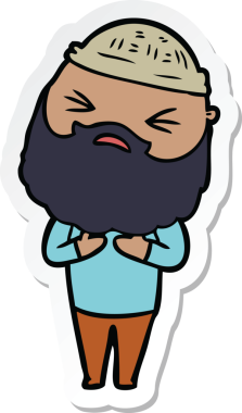 Bir insan tarafından çizilmiş sakallı bir karikatür adamın çıkartması.