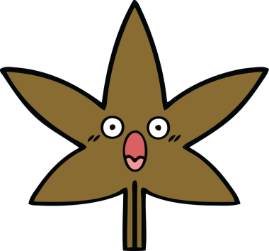 Bir insan tarafından çizilmiş bir sonbahar yaprağının sevimli karikatürü.