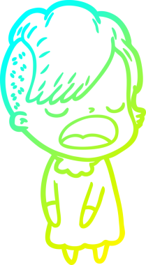 Bir insan tarafından çizilmiş havalı bir hippi kızın soğuk gradyan çizimi.