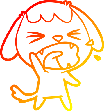 Bir insan tarafından çizilmiş şirin bir köpeğin sıcak çizgi çizimi.