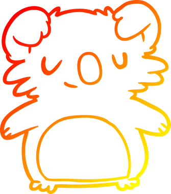 Bir insan tarafından çizilmiş sevimli bir koalanın sıcak çizgi çizimi