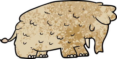 Bir insan tarafından çizilmiş mamut çizgi filmi.