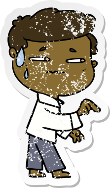 Bir insan tarafından çizilmiş endişeli bir adamın sıkıntılı çıkartması.