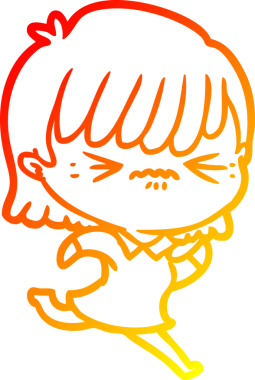 Bir insan tarafından çizilmiş kızgın bir çizgi film kızı çizimi.