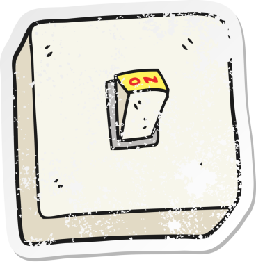 Bir insan tarafından çizilmiş çizgi film lambasının gerilimli çıkartması.