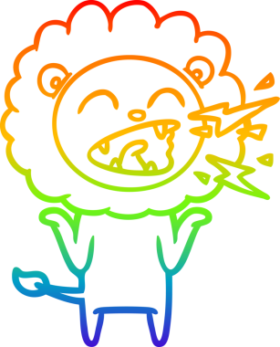 Gökkuşağı gradyan çizgi çizimi Bir insan tarafından çizilmiş kükreyen bir aslan