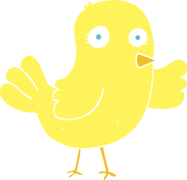 Bir insan tarafından çizilen kuşun düz renk çizimi