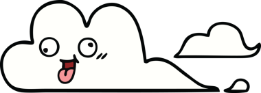 Bir insan tarafından çizilmiş bulutların sevimli karikatürü.