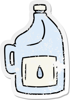 Bir insan tarafından çizilmiş büyük bir içki şişesinin çizilmiş karikatür karikatürü.