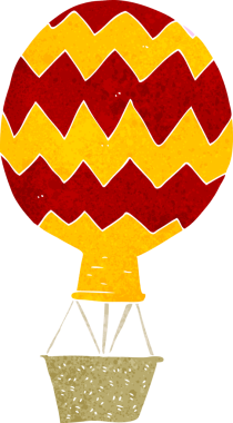 Bir insan tarafından çizilmiş sıcak hava balonu.