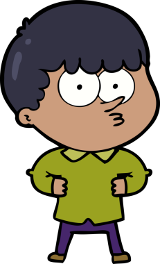 Bir insan tarafından çizilmiş meraklı bir çocuk.