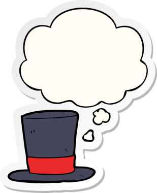 Düşünce baloncuklu çizgi film şapkası insan tarafından çizilmiş bir çıkartma.