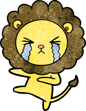 Bir insan tarafından çizilmiş ağlayan bir aslan.