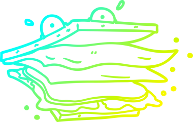 Bir insan tarafından çizilmiş bir sandviç karikatürü çizimi.