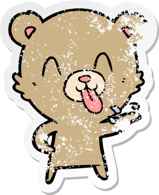 Bir insan tarafından çizilmiş kaba bir çizgi film ayısının sıkıntılı çıkartması.