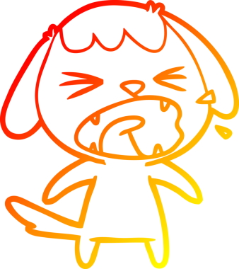 Bir insan tarafından çizilmiş şirin bir köpeğin sıcak çizgi çizimi.