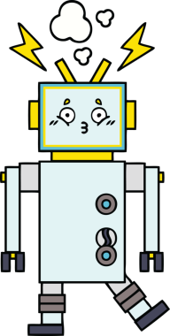 Bir insan tarafından çizilmiş sevimli bir robot karikatürü.