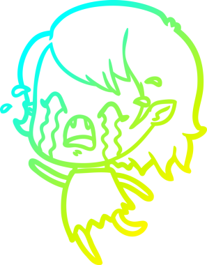 Bir insan tarafından çizilmiş ağlayan vampir kız çizgi filmi.